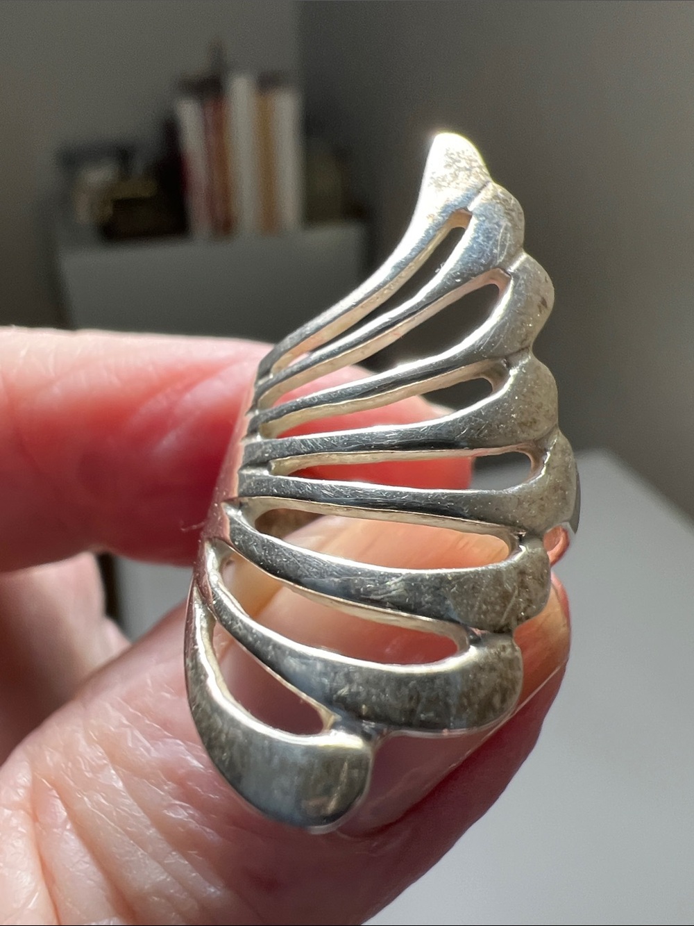 Openwork Wing-Style Women's Ring - 925 Sterling Silver - Estate Vintage